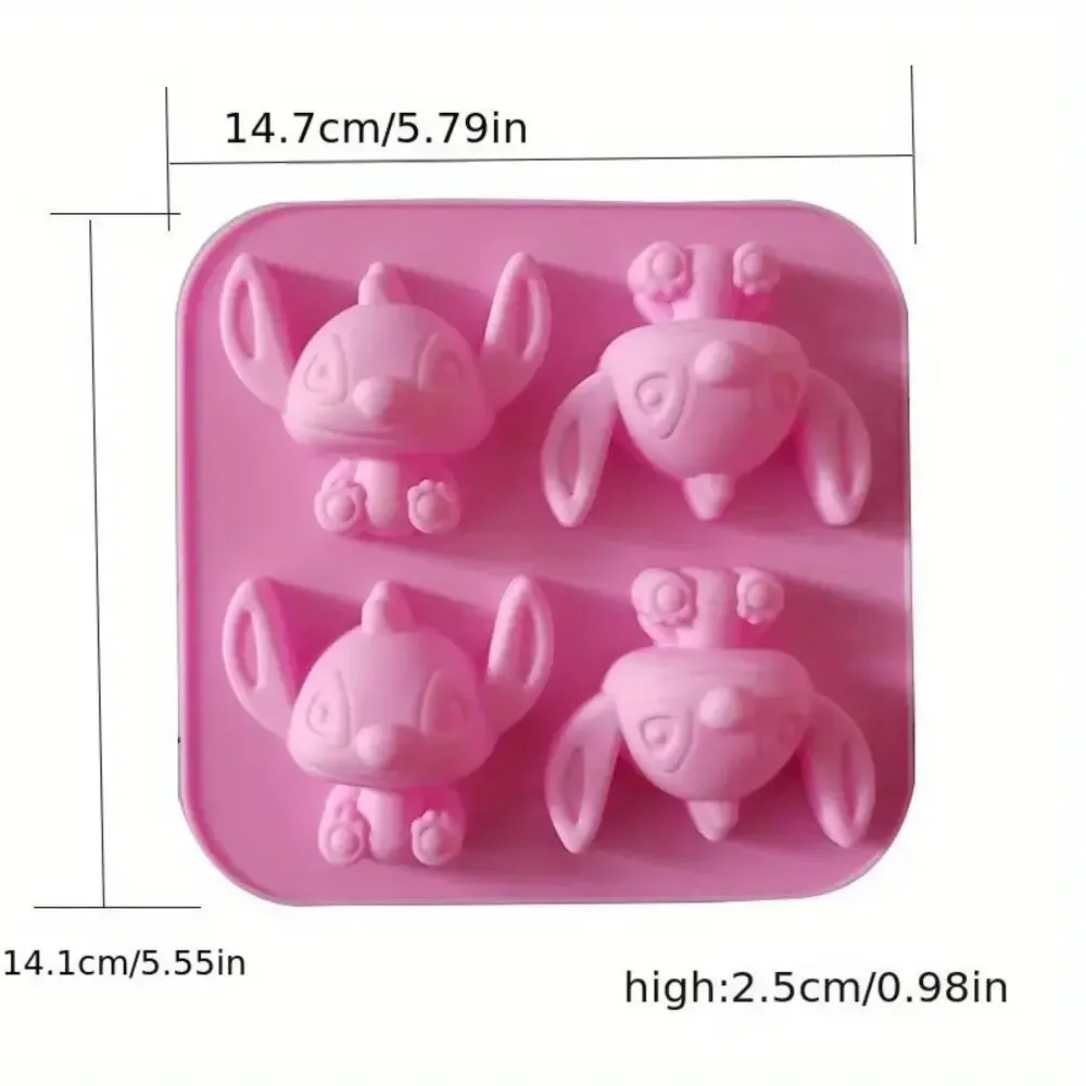 4 Ice Cube PINK Stitch Silicone cake chocolate Tray Treat Mold Bakeware GIRLY